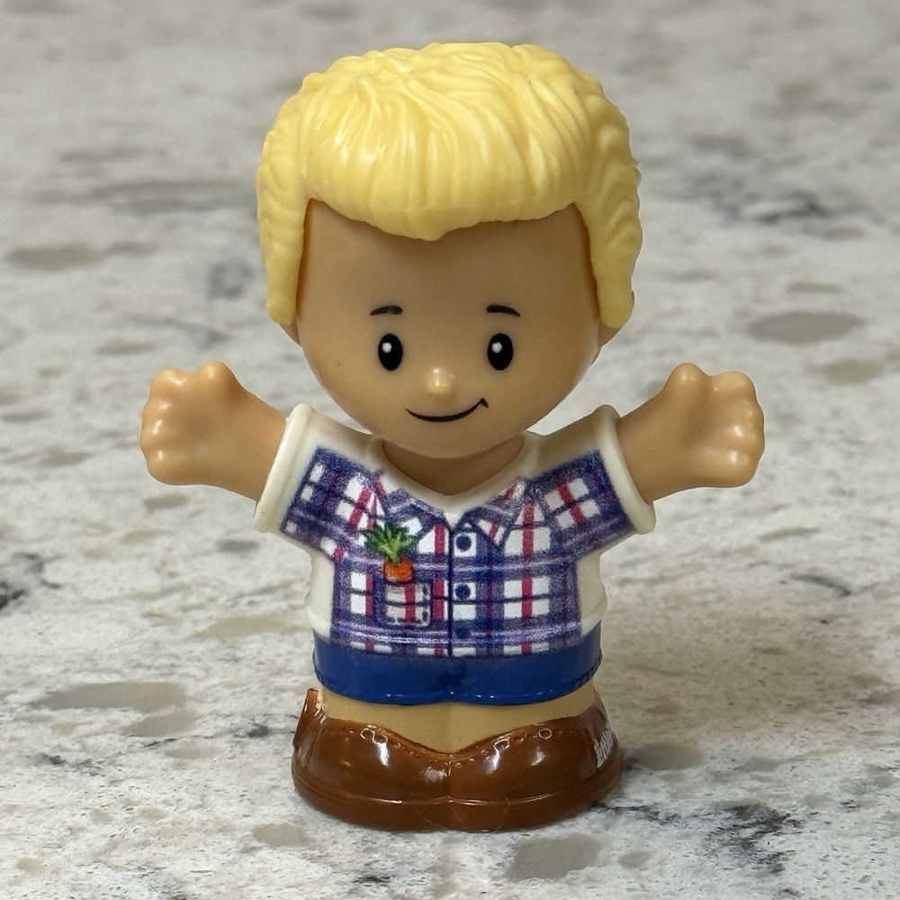 Fisher Price Little People Ken Barbie Blonde Boy Plaid Shirt Carrot Farmer 2023